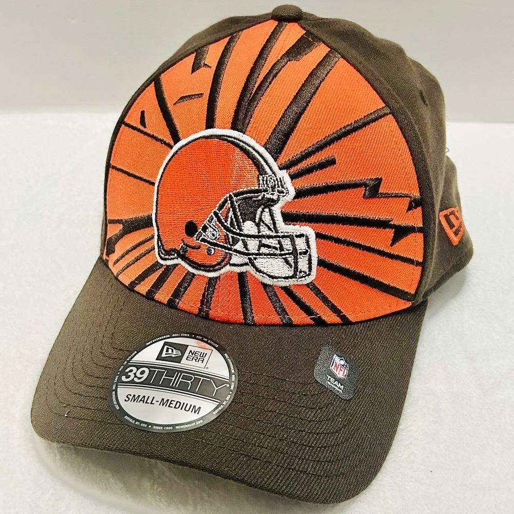 New Era Cleveland Browns Shattered 39THIRTY Stretch Flex Hat Cap S/M Orange NFL